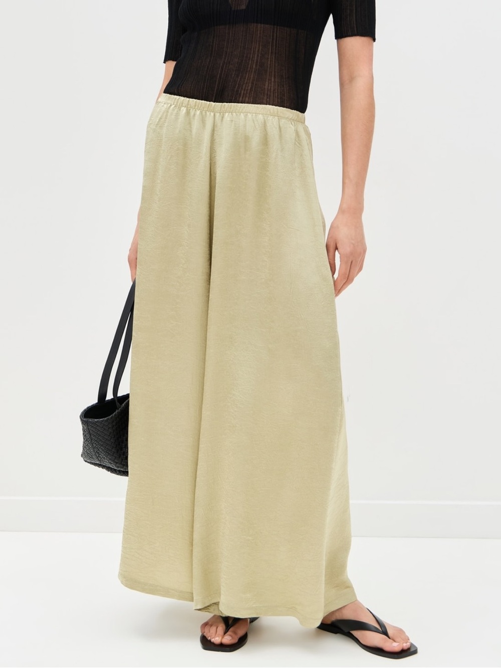 Enza Costa Textured Satin Palazzo Pants